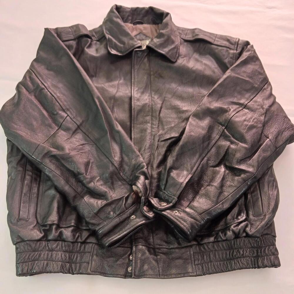 Cougar Men's Black Vintage Genuine Leather Jacket Pockets Size XL